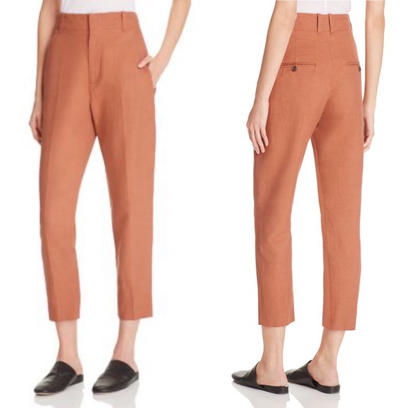 Vince Linen Blend Carrot Crop Pants In 